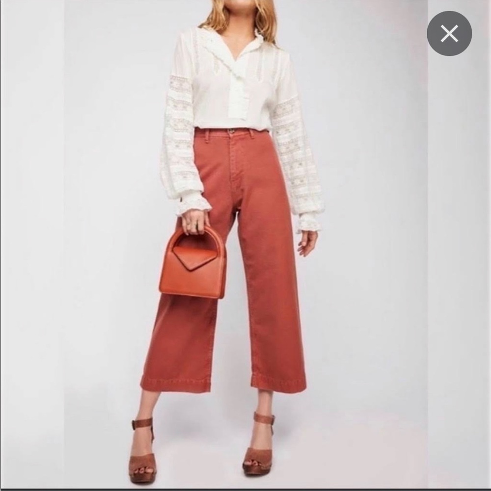 Free People Rust Wide-Leg Pants